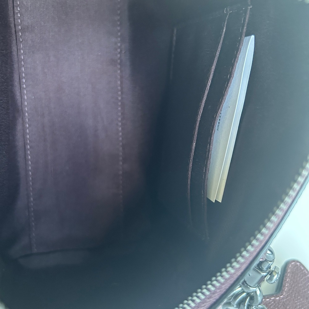 Coach Mini Rowan Metallic Plum Signature Leather Crossbody Bag Good - Picture 6 of 10